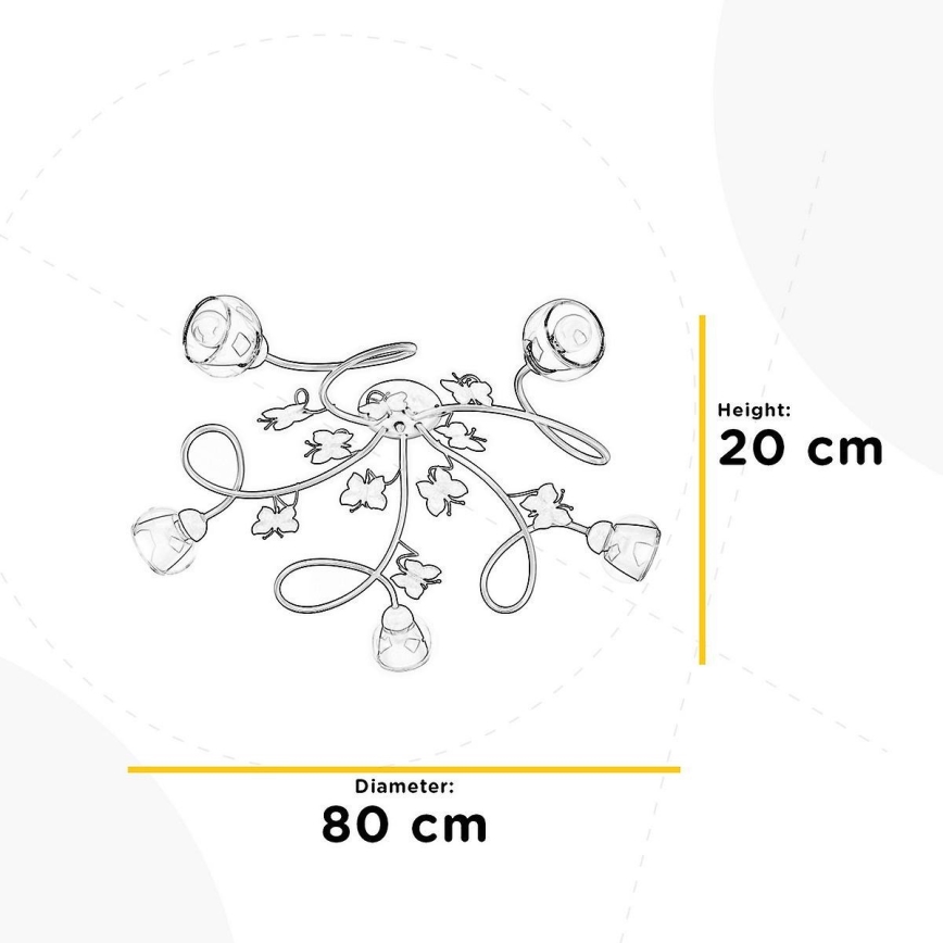 ONLI - Bevestigde hanglamp voor kinderen BUTTERFLY 5xE14/6W/230V