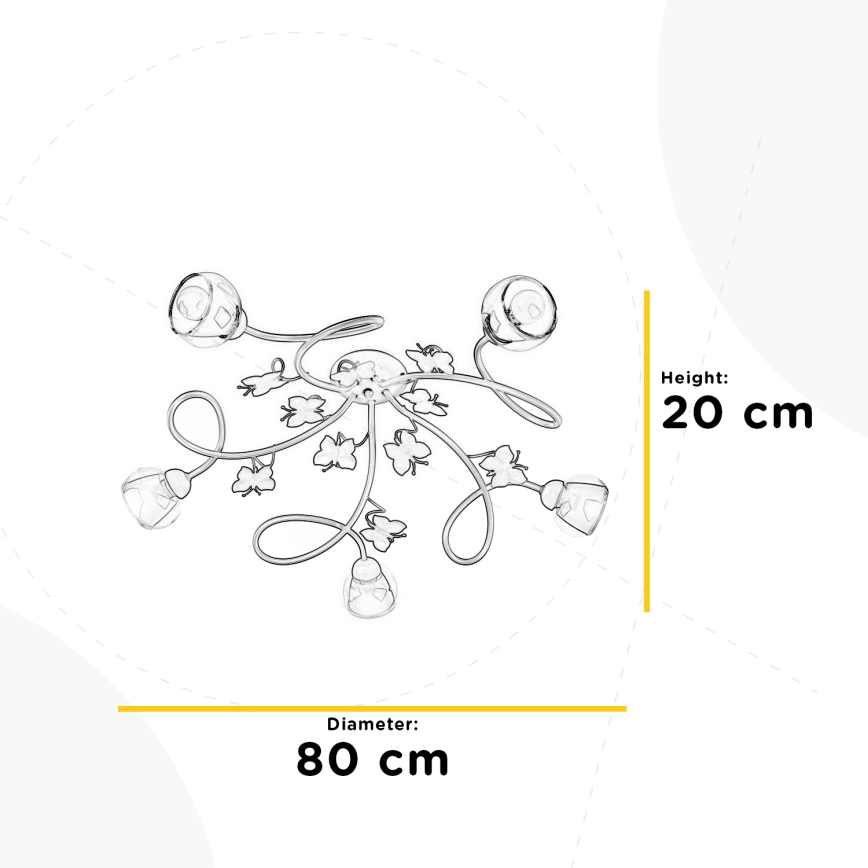 ONLI - Bevestigde hanglamp voor kinderen BUTTERFLY 5xE14/6W/230V