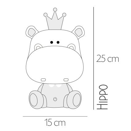 ONLI - LED-dimbaar kindernachtlampje PUPPIES LED/3W/230V 25 cm nijlpaard/grijs