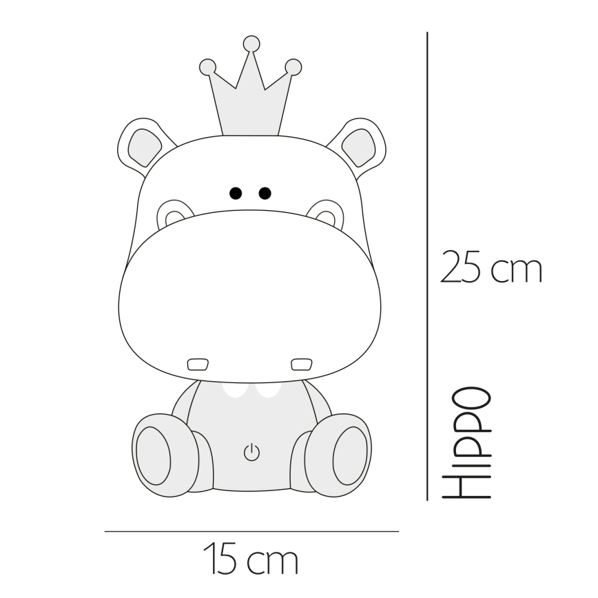 ONLI - LED-dimbaar kindernachtlampje PUPPIES LED/3W/230V 25 cm nijlpaard/grijs