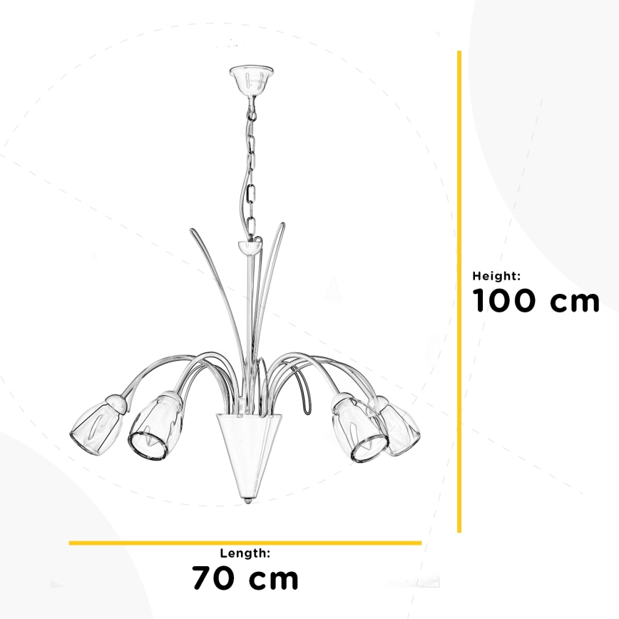 ONLI - Hanglamp aan een ketting ANTEA 5xE14/6W/230V