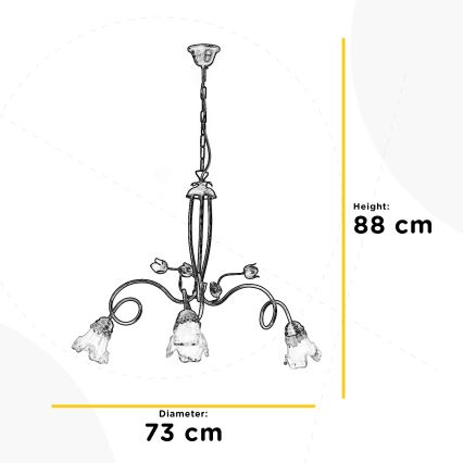 ONLI - Hanglamp aan een ketting ARIANNA 3xE14/6W/230V