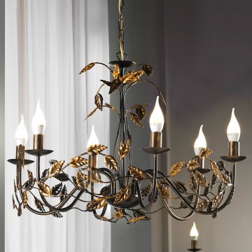 ONLI - Hanglamp aan een ketting COLLANA 6xE14/6W/230V brons/goud
