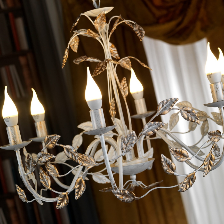 ONLI - Hanglamp aan een ketting COLLANA 6xE14/6W/230V wit/goud