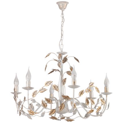 ONLI - Hanglamp aan een ketting COLLANA 6xE14/6W/230V wit/goud