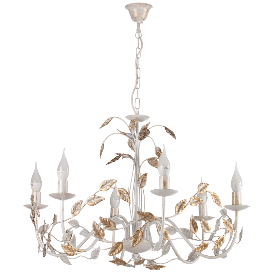 ONLI - Hanglamp aan een ketting COLLANA 6xE14/6W/230V wit/goud