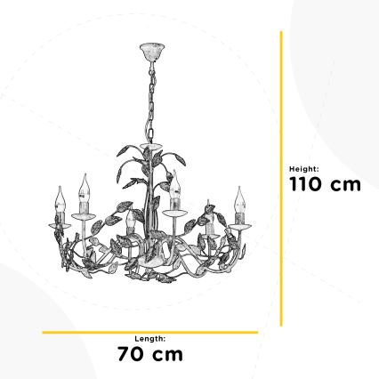 ONLI - Hanglamp aan een ketting COLLANA 6xE14/6W/230V wit/goud