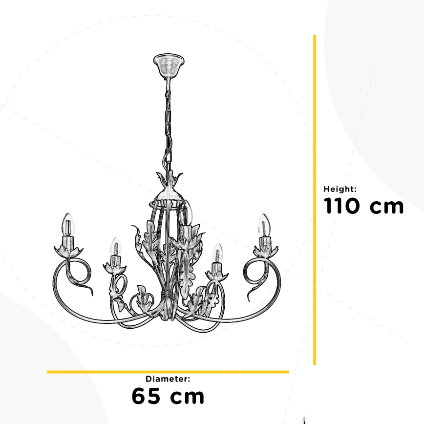 ONLI - Hanglamp aan een ketting GRETEL 5xE14/6W/230V