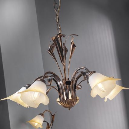 ONLI - Hanglamp aan een ketting LUCREZIA 5xE14/6W/230V brons