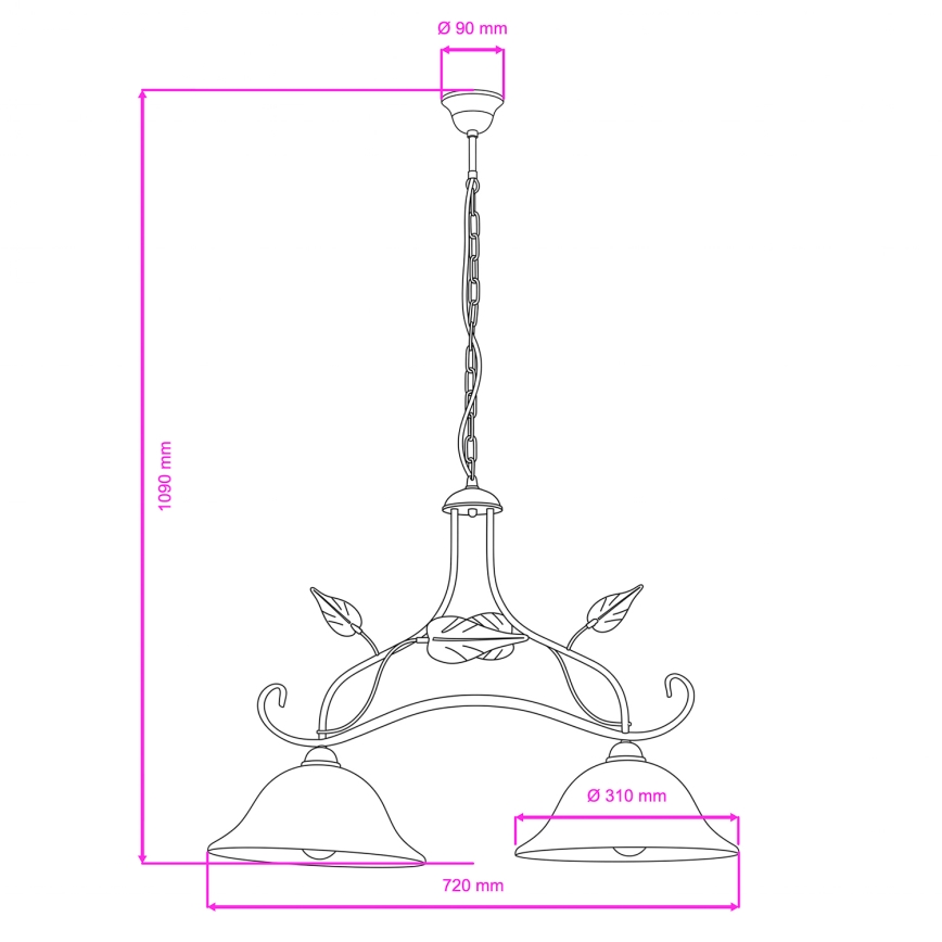 ONLI - Hanglamp aan een ketting MIRANDA 2xE27/22W/230V