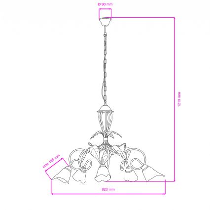 ONLI - Hanglamp aan een ketting MIRANDA 5xE14/6W/230V