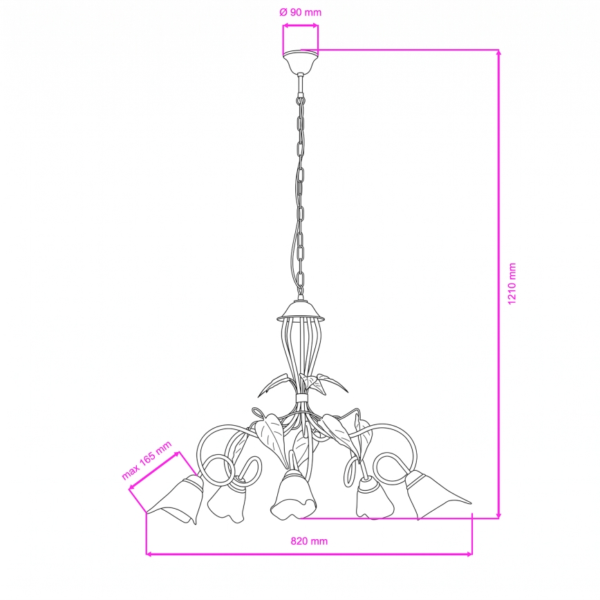 ONLI - Hanglamp aan een ketting MIRANDA 5xE14/6W/230V