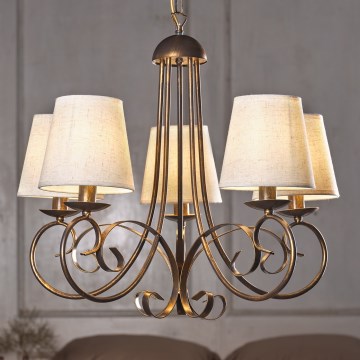 ONLI - Hanglamp aan een ketting POMPEI 5xE14/6W/230V brons