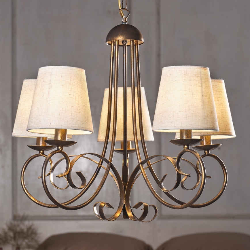 ONLI - Hanglamp aan een ketting POMPEI 5xE14/6W/230V brons