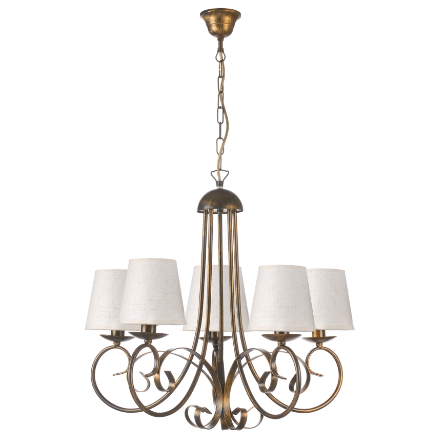ONLI - Hanglamp aan een ketting POMPEI 5xE14/6W/230V brons