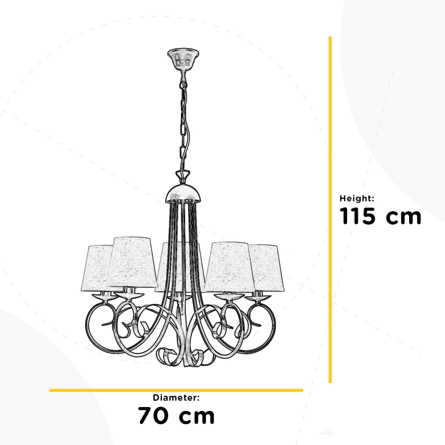 ONLI - Hanglamp aan een ketting POMPEI 5xE14/6W/230V brons