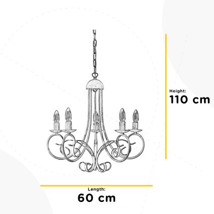 ONLI - Hanglamp aan een ketting POMPEI 5xE14/6W/320V zwart