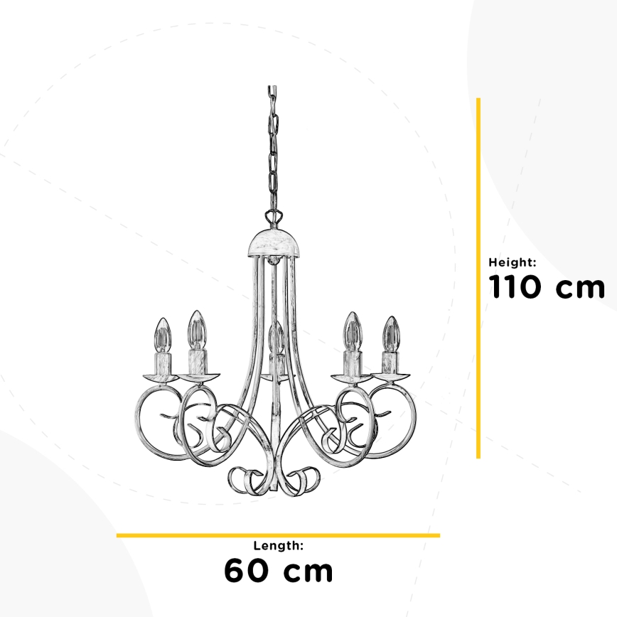 ONLI - Hanglamp aan een ketting POMPEI 5xE14/6W/320V zwart