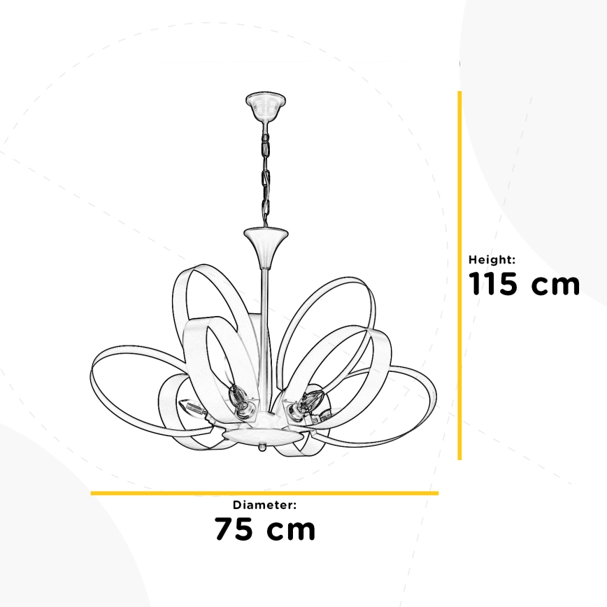 ONLI - Hanglamp aan een ketting SERENA 6xE14/6W/230V wit