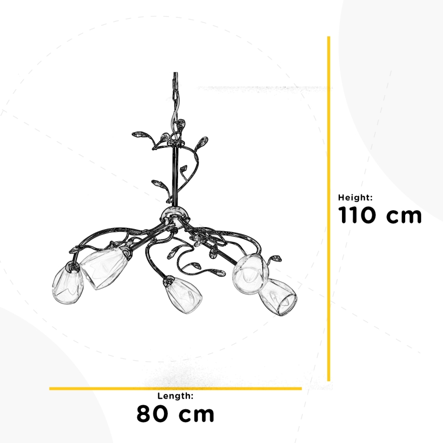 ONLI - Hanglamp aan een ketting SHARON 5xE14/6W/230V