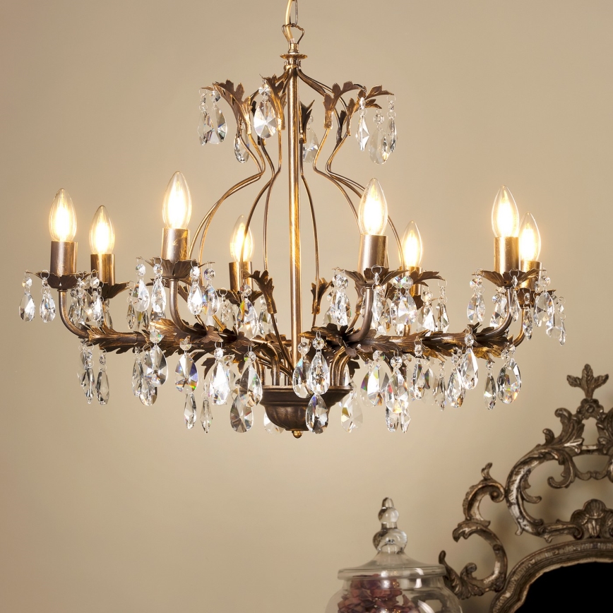 ONLI - Hanglamp aan een ketting TERESA 8xE14/6W/230V brons