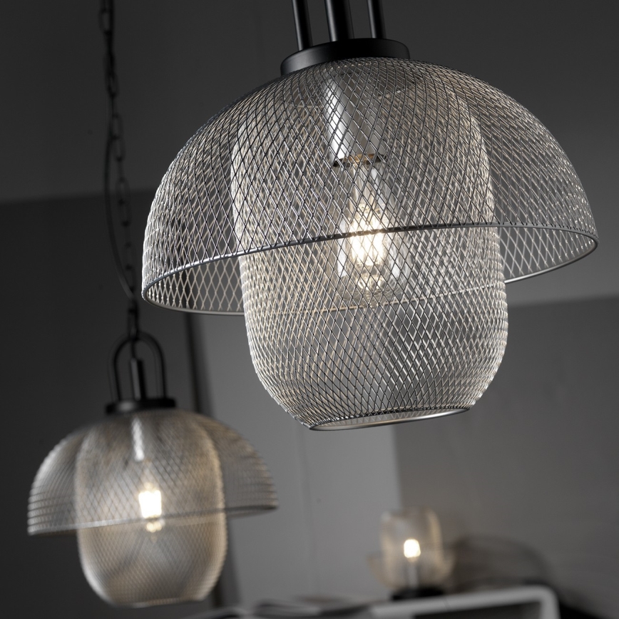 ONLI - Hanglamp aan een ketting ZAIR 1xE27/22W/230V zwart/zilver