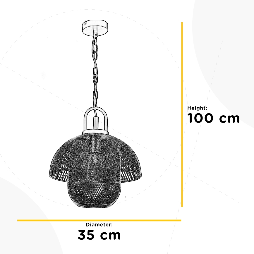 ONLI - Hanglamp aan een ketting ZAIR 1xE27/22W/230V zwart/zilver