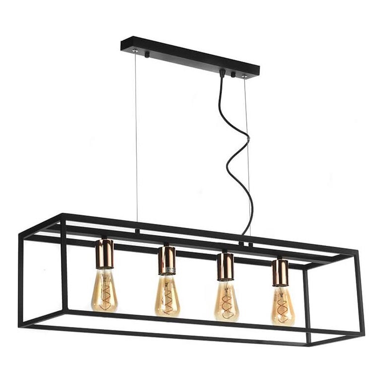 ONLI - Hanglamp aan een koord FLOKI 4xE27/15W/230V zwart/koper