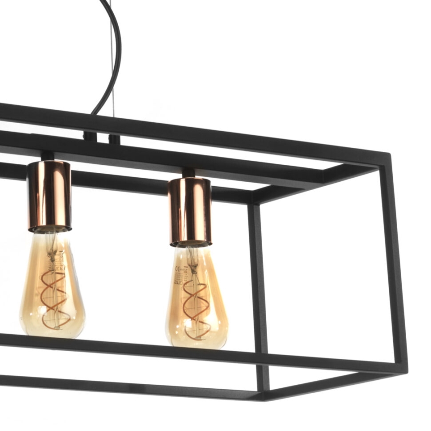 ONLI - Hanglamp aan een koord FLOKI 4xE27/15W/230V zwart/koper