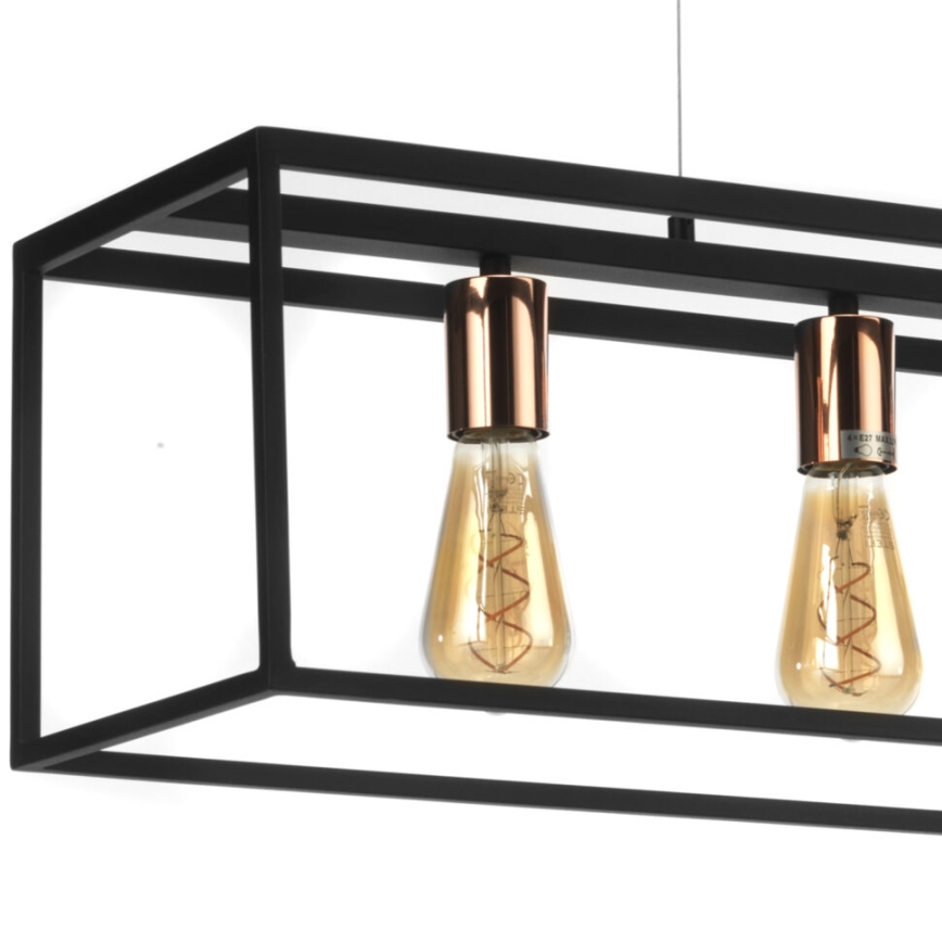 ONLI - Hanglamp aan een koord FLOKI 4xE27/15W/230V zwart/koper