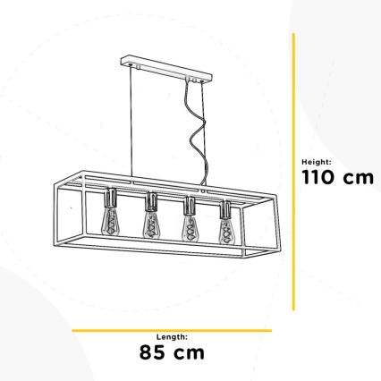 ONLI - Hanglamp aan een koord FLOKI 4xE27/15W/230V zwart/koper