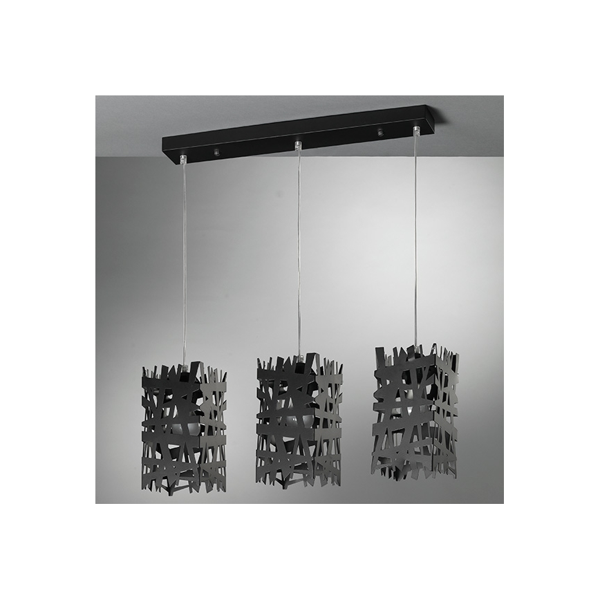ONLI - Hanglamp aan een koord FORESTA 3xE27/15W/230V zwart
