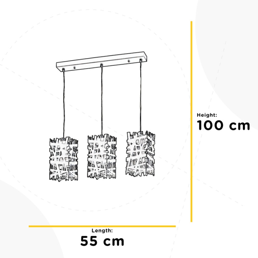 ONLI - Hanglamp aan een koord FORESTA 3xE27/15W/230V zwart