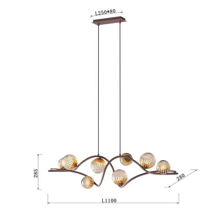 ONLI - Hanglamp aan een koord FRIDA 8xG9/10W/230V koper