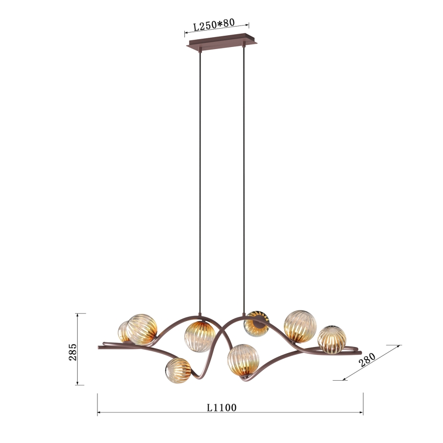 ONLI - Hanglamp aan een koord FRIDA 8xG9/10W/230V koper