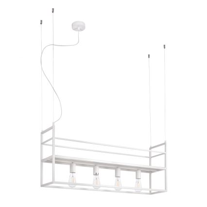 ONLI - Hanglamp aan een koord met plank JEFFER 4xE27/22W/230V wit