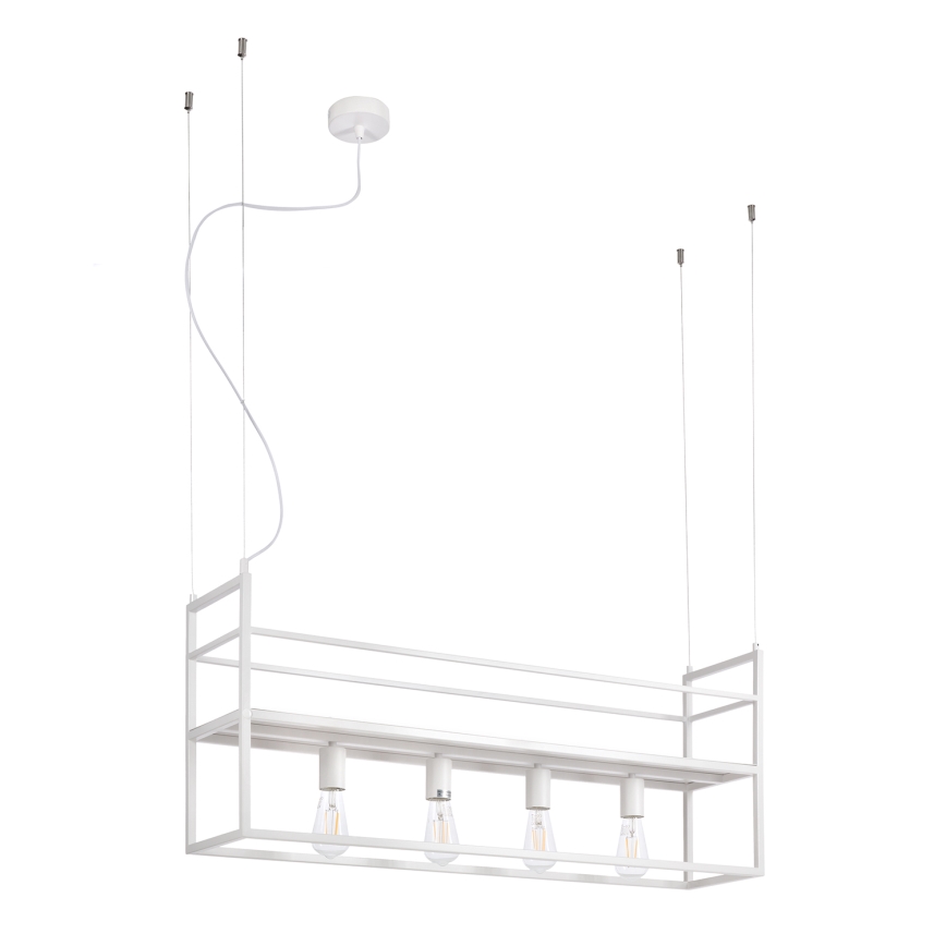 ONLI - Hanglamp aan een koord met plank JEFFER 4xE27/22W/230V wit
