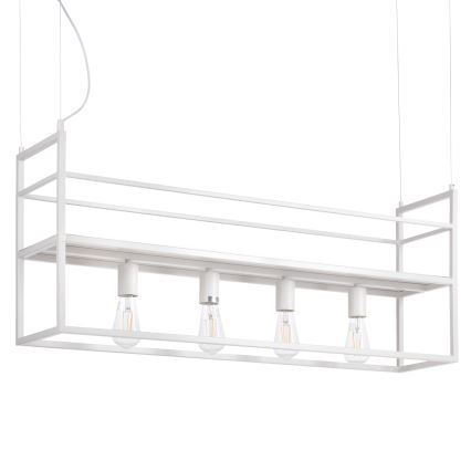 ONLI - Hanglamp aan een koord met plank JEFFER 4xE27/22W/230V wit