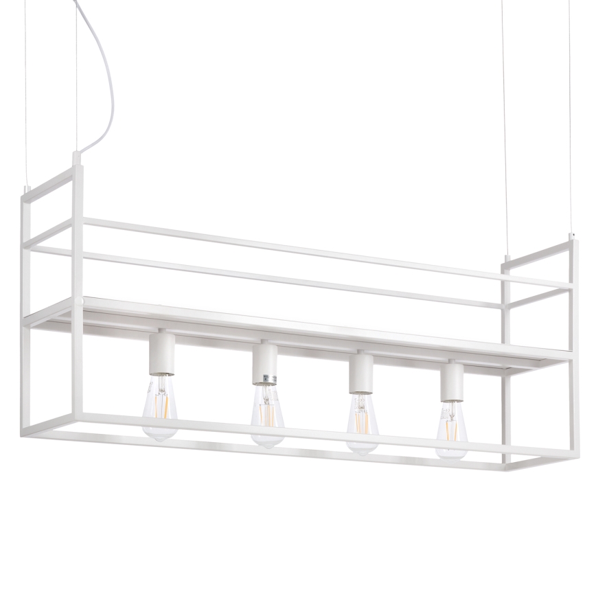 ONLI - Hanglamp aan een koord met plank JEFFER 4xE27/22W/230V wit