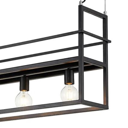 ONLI - Hanglamp aan een koord met plank JEFFER 4xE27/22W/230V zwart