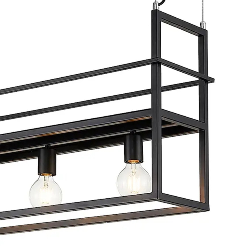 ONLI - Hanglamp aan een koord met plank JEFFER 4xE27/22W/230V zwart
