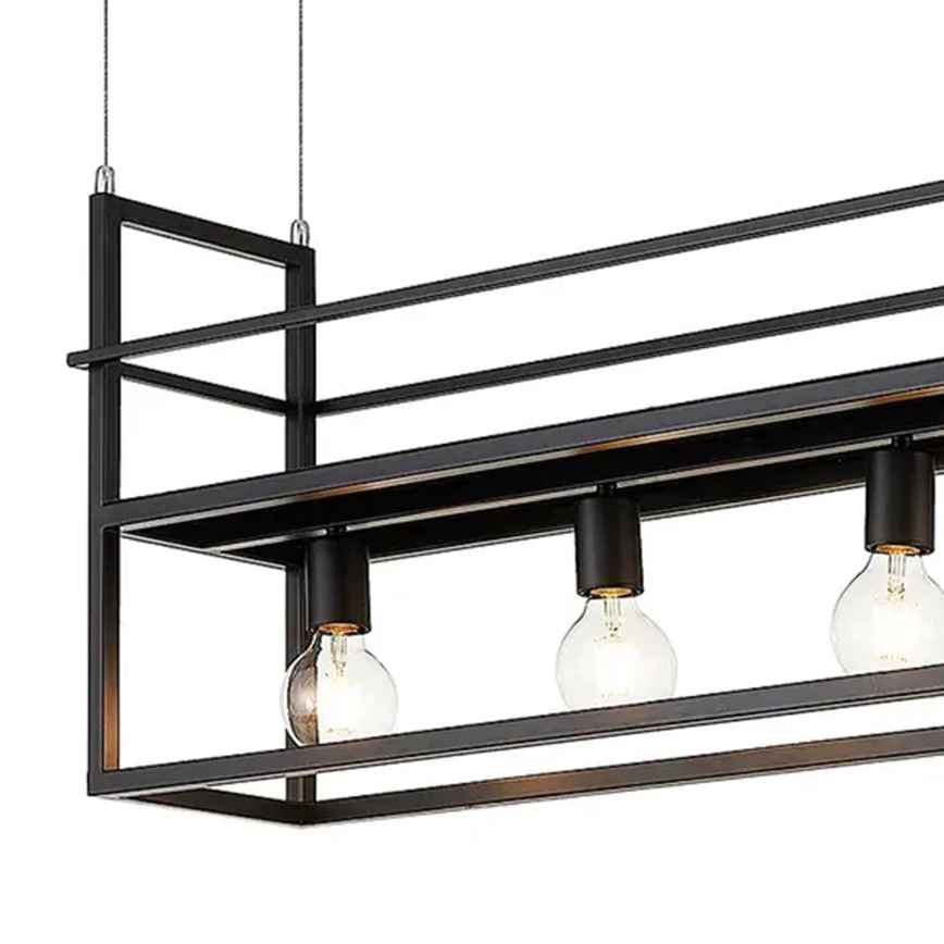 ONLI - Hanglamp aan een koord met plank JEFFER 4xE27/22W/230V zwart
