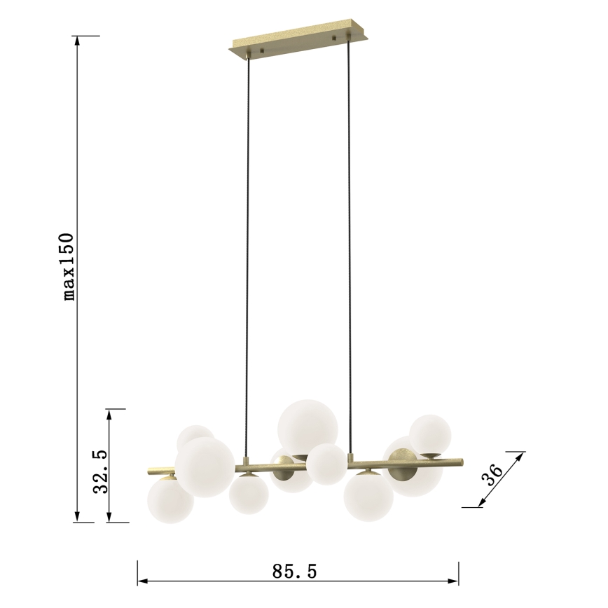 ONLI - Hanglamp aan een koord PALOMA 10xG9/10W/230V goud