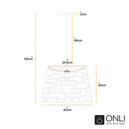 ONLI - Hanglamp aan een koord RICKY 1xE27/15W/230V diameter 40 cm wit