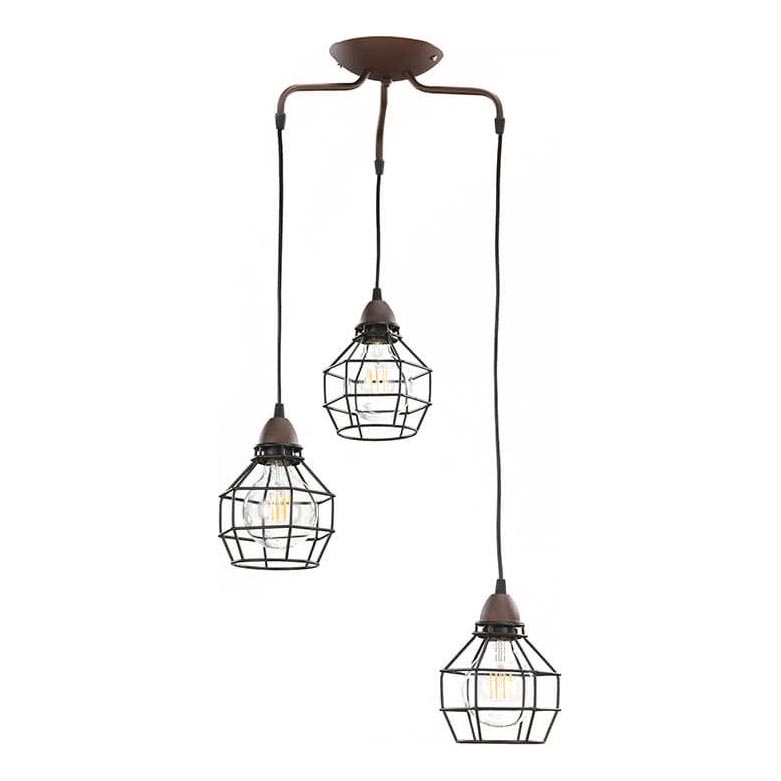 ONLI - Hanglamp aan een koord SPIN 3xE27/15W/230V zwart/bruin