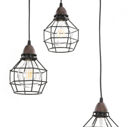 ONLI - Hanglamp aan een koord SPIN 3xE27/15W/230V zwart/bruin