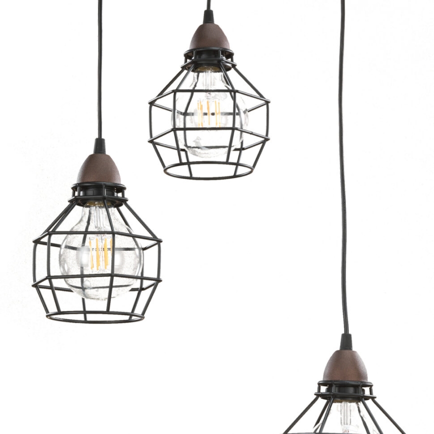 ONLI - Hanglamp aan een koord SPIN 3xE27/15W/230V zwart/bruin