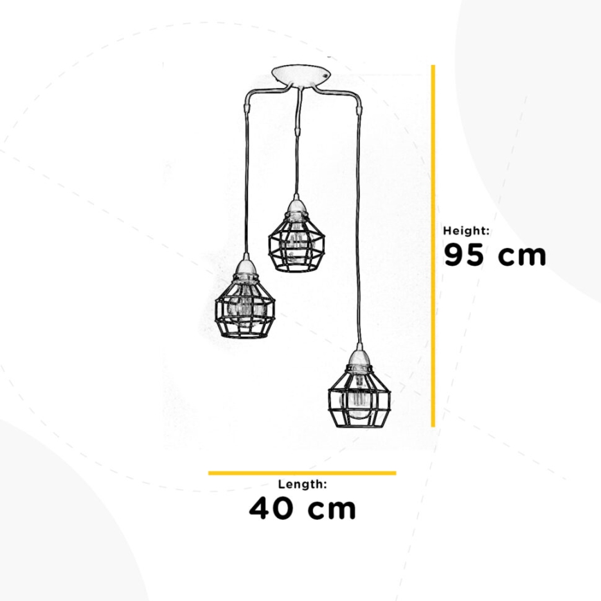 ONLI - Hanglamp aan een koord SPIN 3xE27/15W/230V zwart/bruin