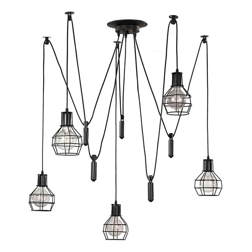 ONLI - Hanglamp aan een koord SPIN 5xE27/15W/230V spin zwart
