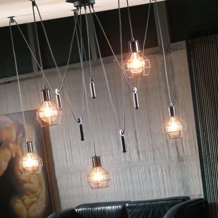 ONLI - Hanglamp aan een koord SPIN 5xE27/15W/230V spin zwart